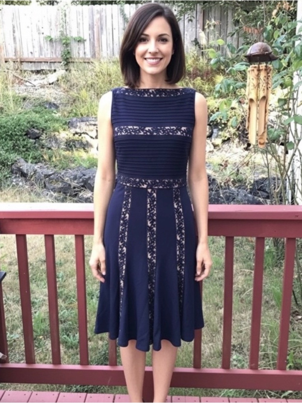 𝅺Tadashi Shoji Navy Blue Dress size extra small semi formal event wedding date